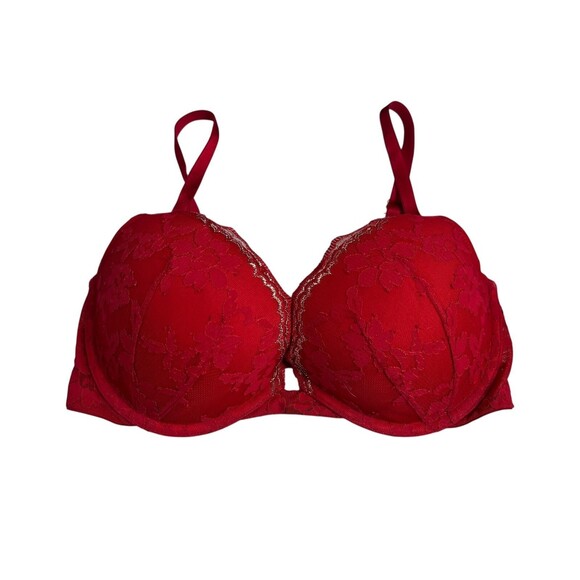 Victoria's Secret Dream Angels Push-up Red Lace Bra with Gold Trim  Size 32DD - Picture 2 of 8